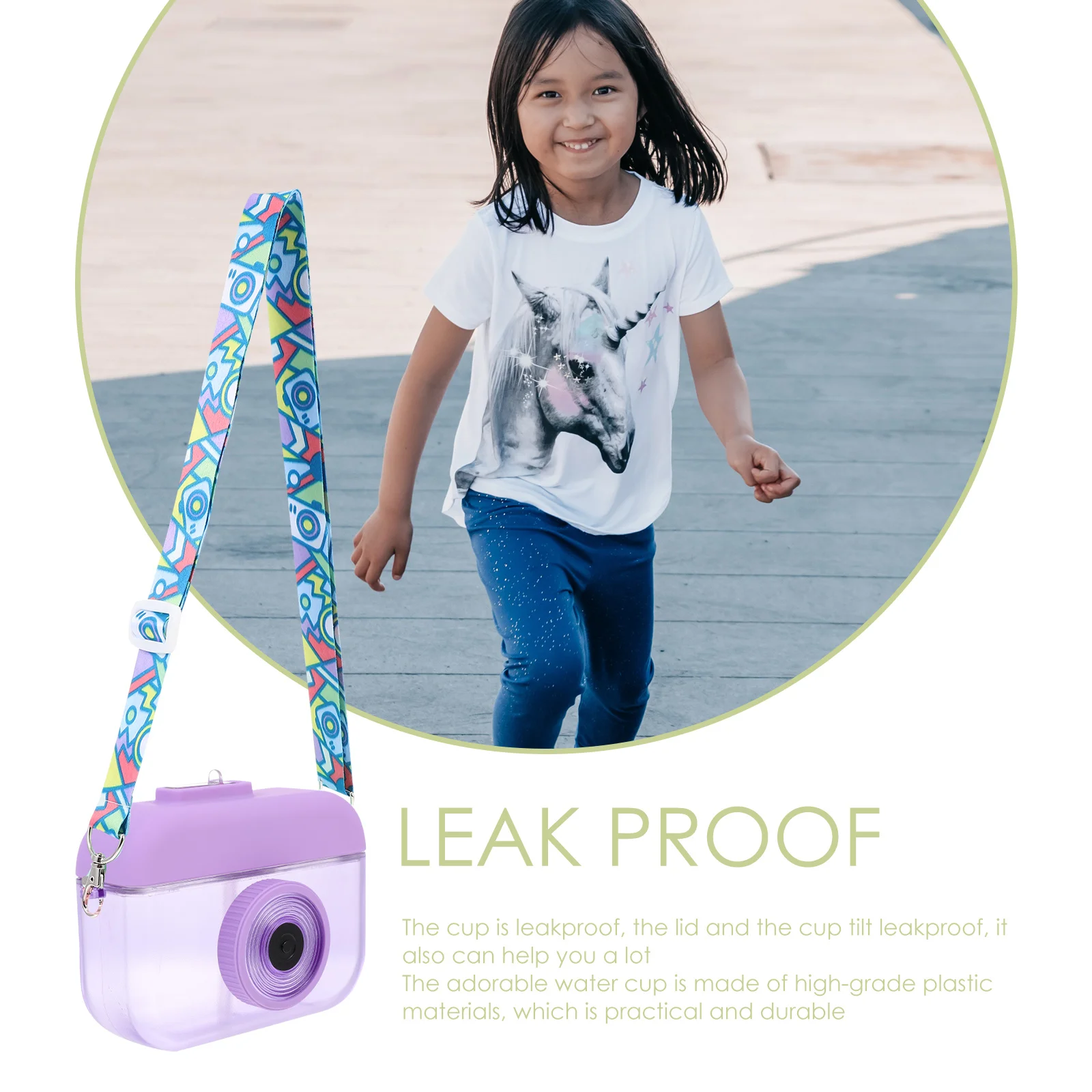 

Adorable Camera Shaped Bottle Comfortable Handle Portable Sports Bottle for Gift Summer Water Container Travel Use