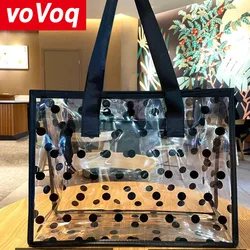 Zaino a spalla singola con punto d'onda trasparente rettangolare alla moda per donna Borsa impermeabile per lo shopping di grande capacità