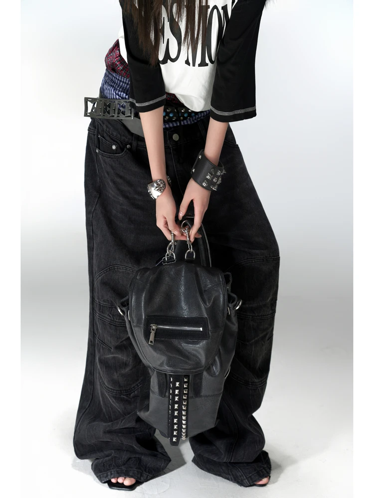 

Джинсы PCCVISION AN0N с эффектом потертости, в полоску, с двойным поясом, свободного кроя, прямые, из хлопкового денима, для подростков, модный фасон