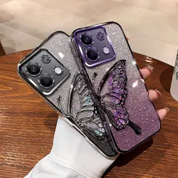 Luxury Quicksand Butterfly Case For Xiaomi Redmi Note 13 Pro Plus 5G Glitter Cover For Redmi Note 13 Pro 4G Note13 Pro+ Case
