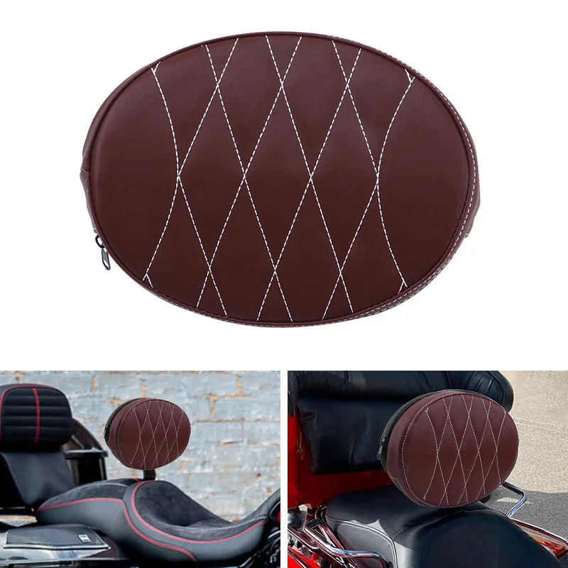 Brown Pad Sissy Bar Motorcycle Back Backrest Cushion Front Driver Pillow Moto For Harley Touring 1994-2022 Softail 18-later