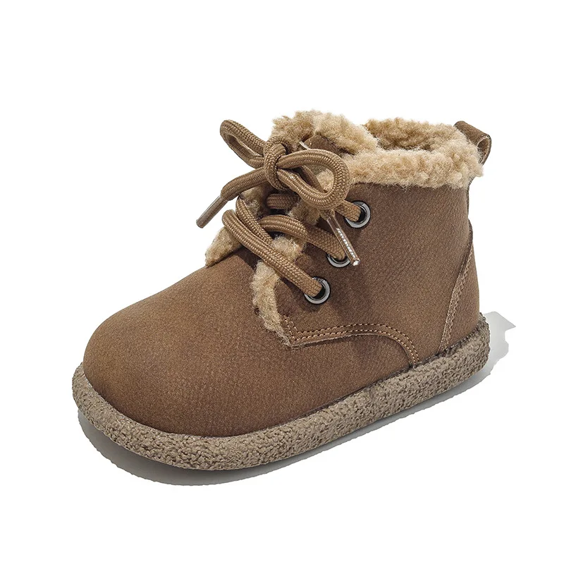 Bottes de neige chaudes épaisses en cachemire pour enfants, bottes Martin pour garçons et filles, chaussures pour étudiants, extérieur non ald, hiver, nouveau, 2024