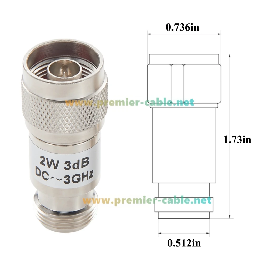 3dB 6dB 10dB 2W N-Typ HF-Dämpfer 2W 50 Ohm N-Stecker auf N-Buchse Fester Koaxial-Dämpfer DC-3GHz für Antennenradio, SDR, WLAN – Detail 5