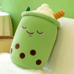 Real-life Bubble Tea Cup Plushes For Baby Cartoon Boba Plush Doll Giant Stuffed Fruit Toy Milk Tea Pillow Strawberry Knuffels