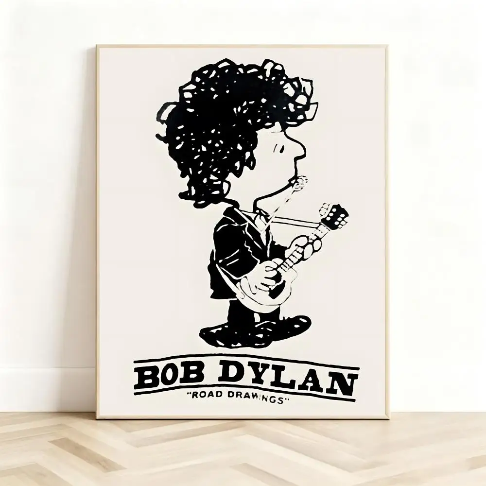 Folk Singer B-Bob Dylan Poster Classic Self-Adhesive PP Wall Sticker for Living Room Bar Decor Gift