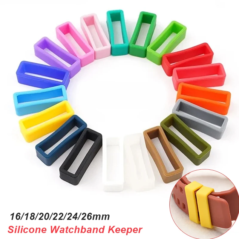 4pcs Silicone Watch Band Keeper Watch Band Ring Loop 16mm 18mm 20mm 22mm 24mm 26mm Rubber Loop Wristband Rings Security Holder