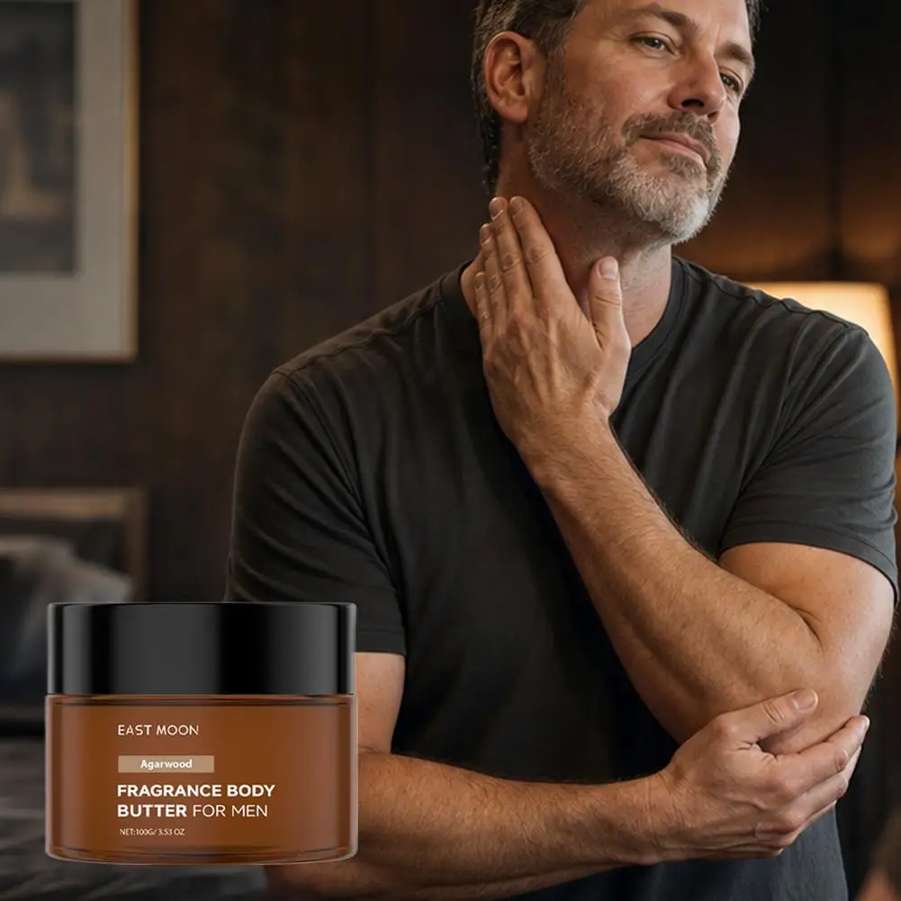 100g Refreshing Men Cologne Scent Body Lotion Agarwood Fragrance Body Butter For Men Gentle Care Dry Skin Deep Nourishing Cream