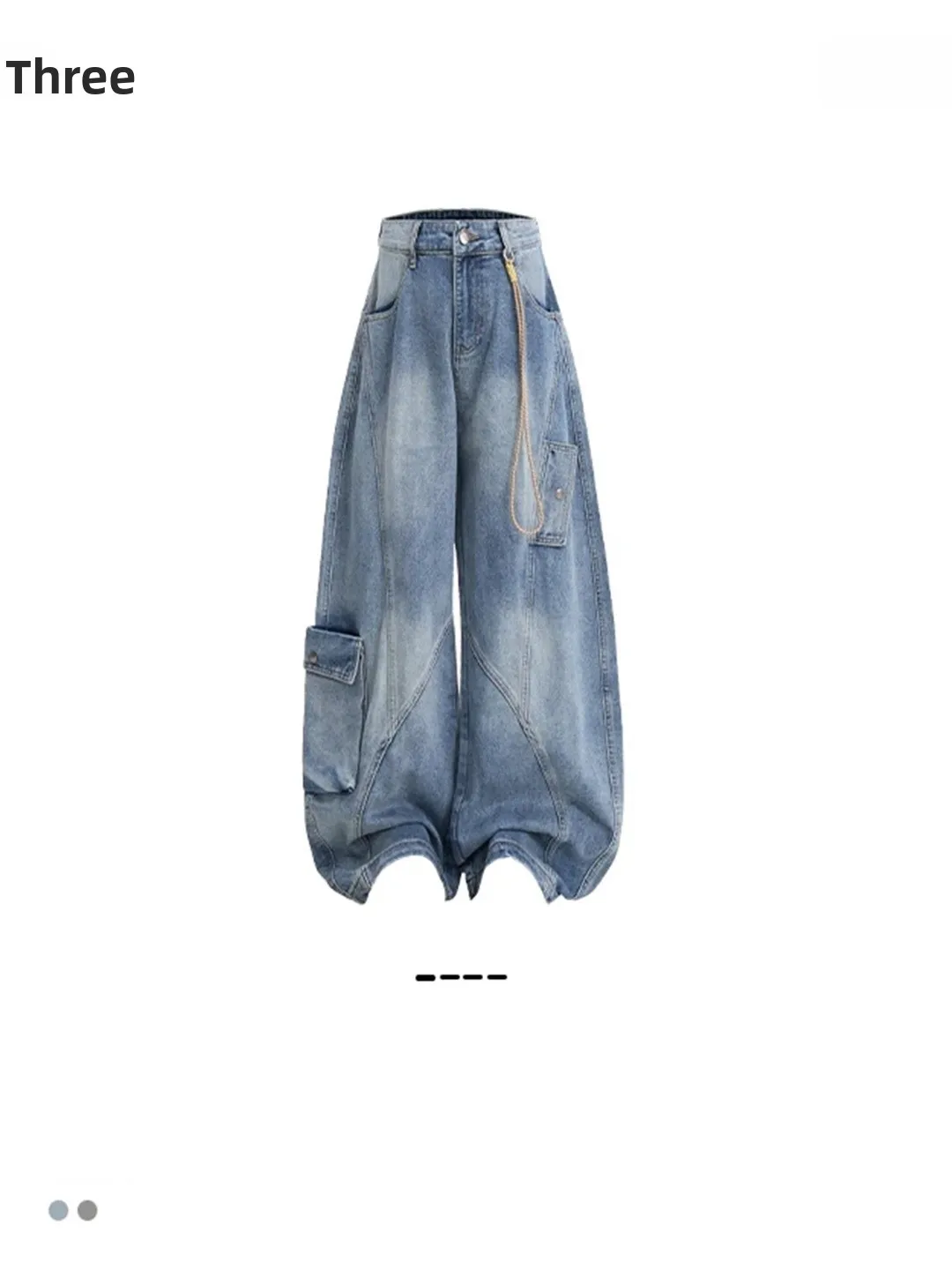 

Waed Vintage American Denim Jeans Men's Trendy Brand Design Large ket Work Pants Loose Straight Leg Wide Leg Pants