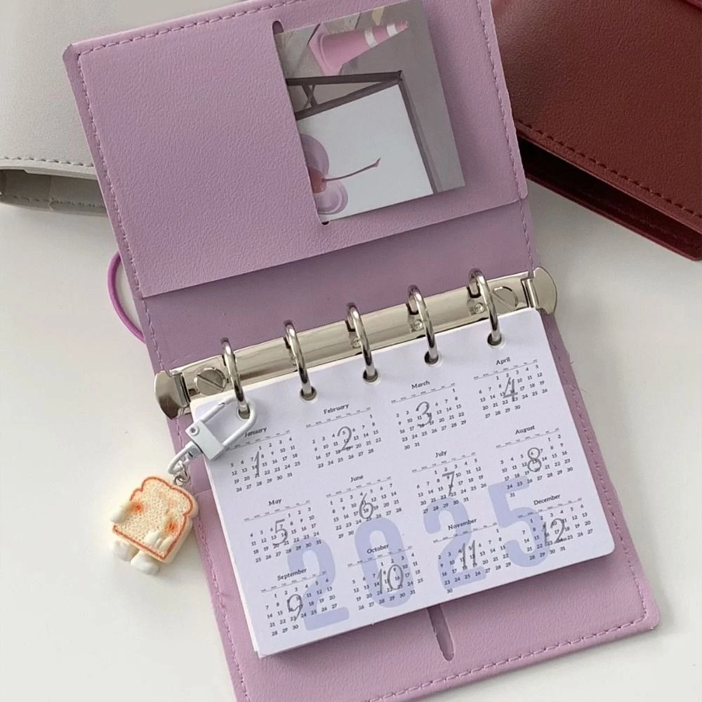 

Creative M5 Loose Leaf Notebook Blank Page PU Leather Mini Pocket Notebook Schedule 50 Sheets DIY Binder Notebook Student