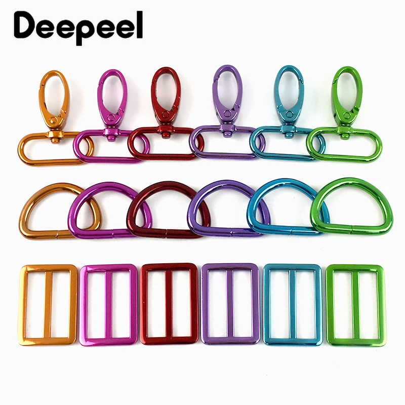 2Sets 20/25/32/38mm D Ring Metal Hook Buckle Tri Glide Slider Clasp Bags Strap Webbing Carabiner Lobster Clips Bag Accessories
