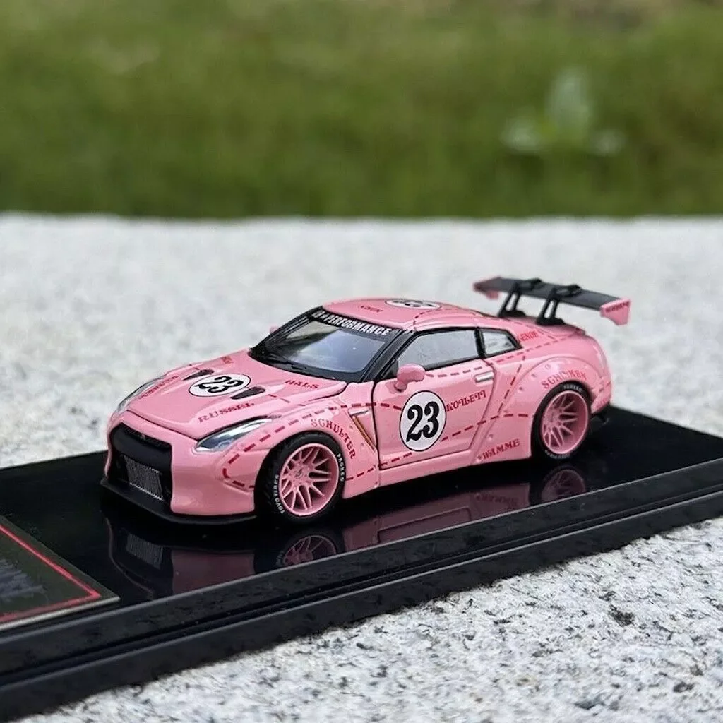 

ОТ 1:64 JDM Розовый GTR R35 LB # 23-гоночная спортивная модель, литая под давлением коллекционная машина