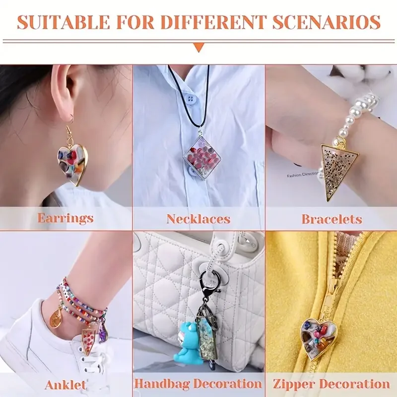 30 Stück Metall geometrische Hohlrahmen Anhänger Charm UV Epoxidharz Handwerk Lünette für DIY Schmuckherstellung Zubehör – Detail 6