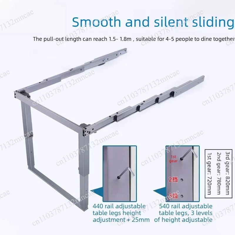 Pull Out Table Slide Telescopic Rail Table, Heavy Duty Aluminum Alloy Multi-Fold Table Slide, Smooth Sliding Durable Table Rail