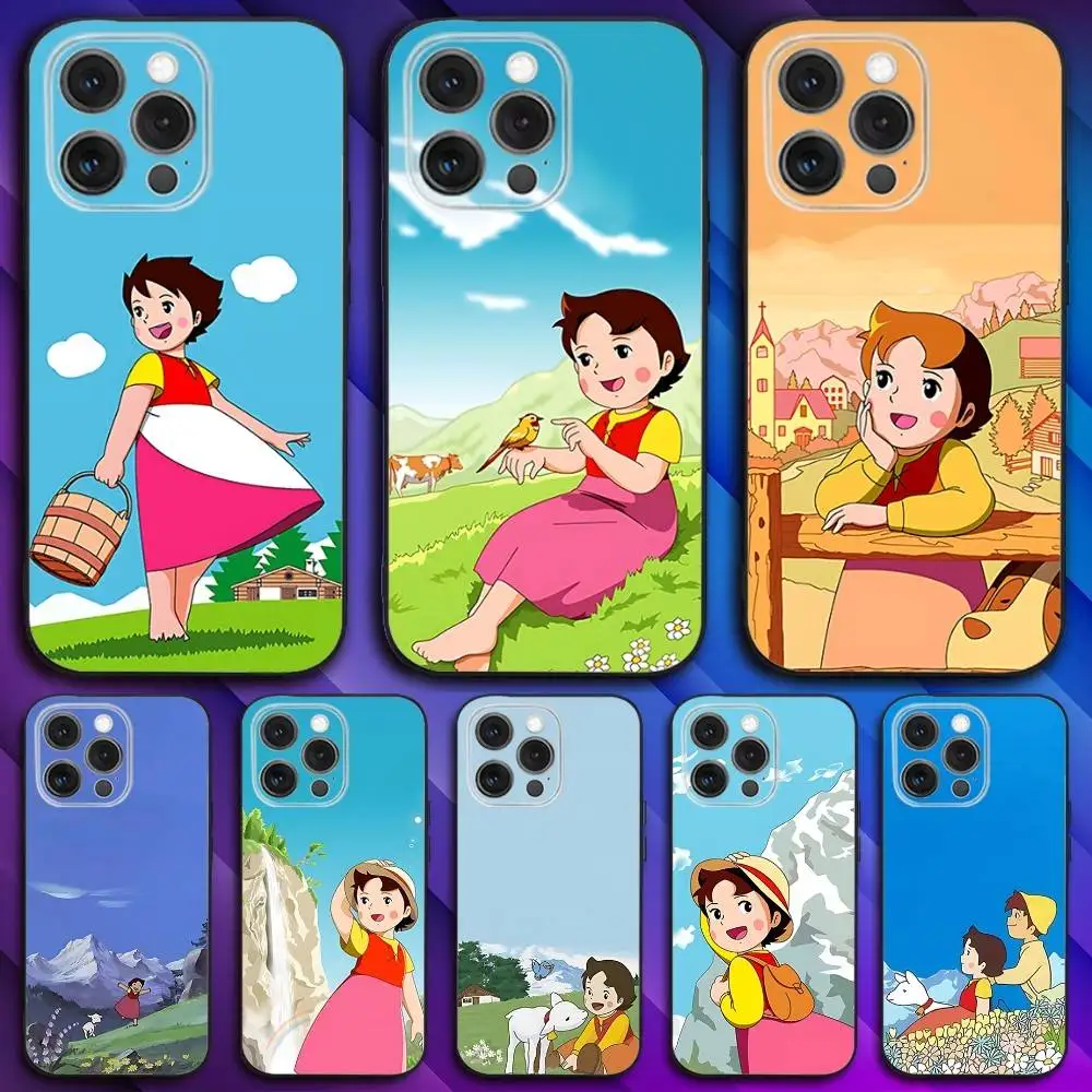 

Cute H-Heidi Cartoon Phone Case For iPhone 17,16,15,14,13,12,11,Pro,Max,Plus,X,XS,SE4,E,Mini,Soft Black Case