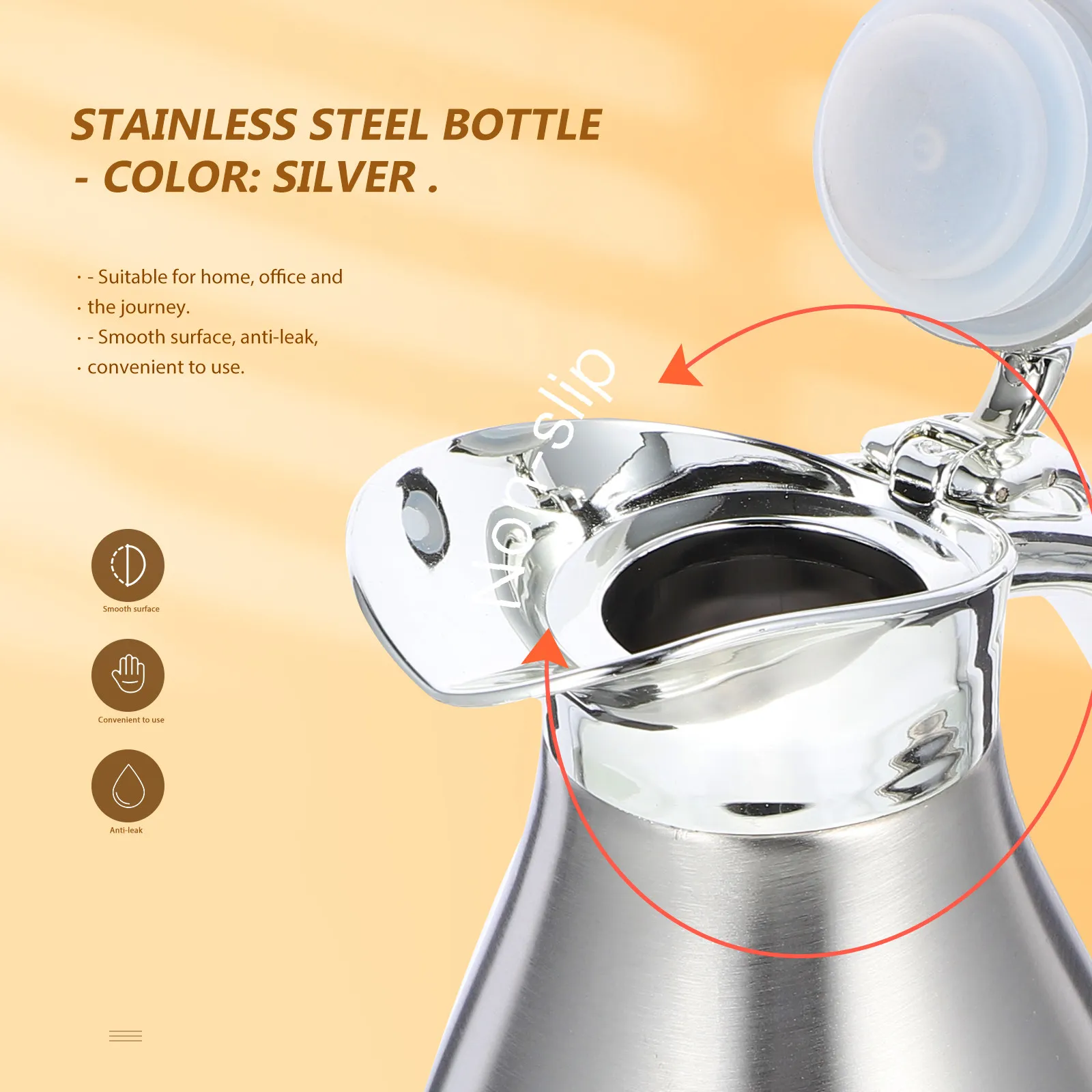 

1.5L Food Grade Stainless Steel Thermal Bottle Double Wall Insulated Water Kettle Leak Proof Smooth Surface for Home Office
