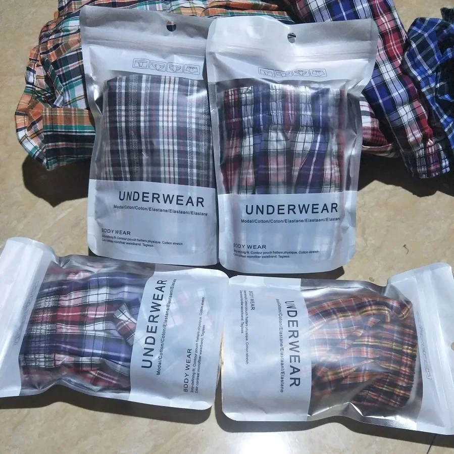 رجل الملابس الداخلية الملاكمين بالجملة منقوشة القطن حزمة تنفس 2024 Calecon السراويل حجم كبير ملابس داخلية كبيرة سراويل الذكور