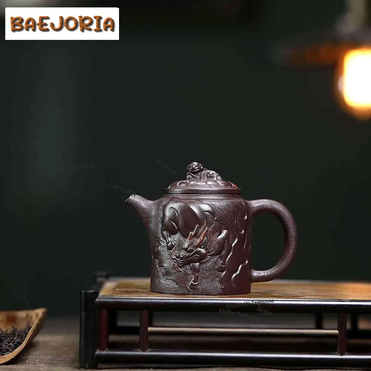 BAEJORIA 190ml Ancient Yixing Purple Clay Teapots Handmade Auspicious Beast Pot Raw Ore Purple Mud Kettle Chinese Zisha Teaset