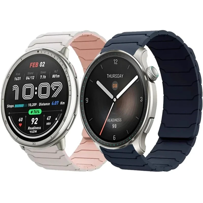 Bracelet magn�tique en silicone � motif armure monochrome de 22 mm et 20 mm pour Amazfit Active 2/Balance 2