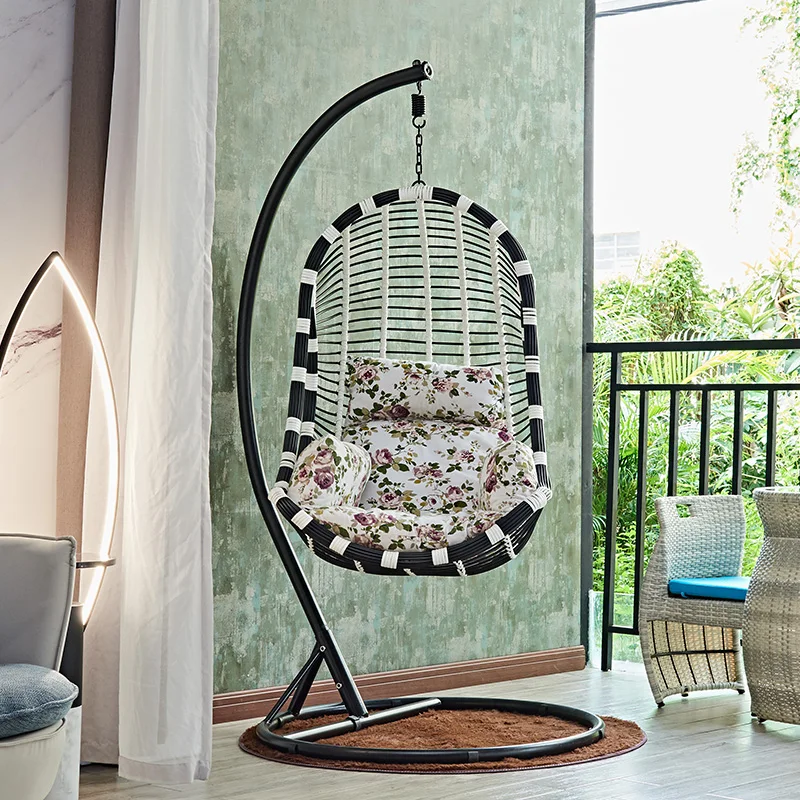Fujiyi Outdoor Balcony Hanging Basket Rattan Chair Hanging Chair Leisure Swing Single Rocking Chair Adult Bird's