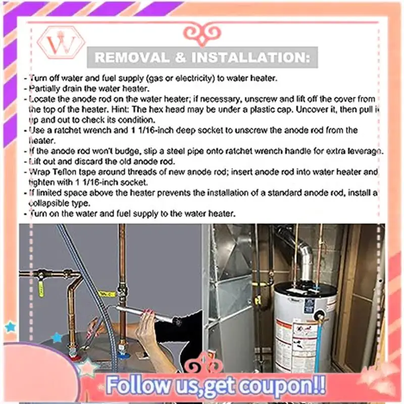 Magnesium Anode Rod Water Heater Anode Rod 3/4NPT Four-Section Conjoined Constant Temperature Heat Pump Magnesium Rod Durable