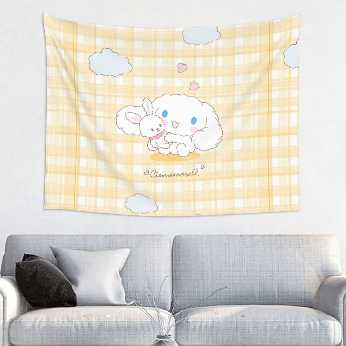 Sanrio Cinnamoroll Cute Cartoon Tapestry Wall Hanging Print Polyester Tapestry INS Wall Blanket Dorm Decor Wall Cloth