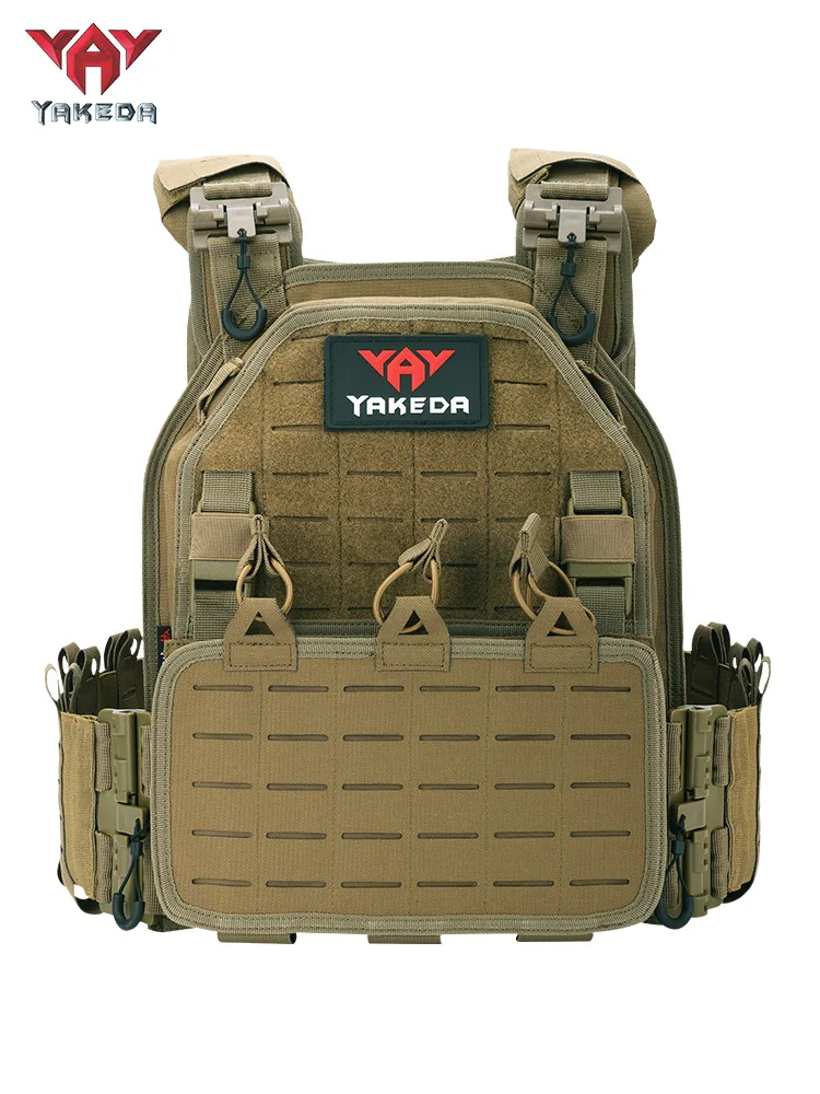 NONE YAKEDA Taktische Plattenträgerweste, Militär-Molle-Angriffsweste mit Schnellverschluss-Schnallen, verstellbare gepolsterte Riemen, 1000D-Nylon 3