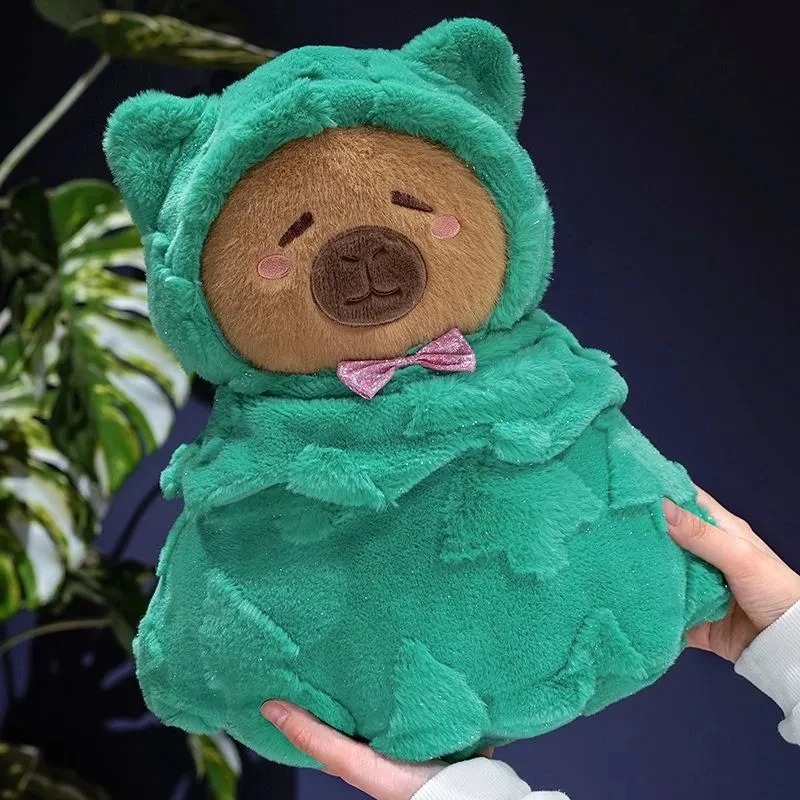 ตุ๊กตาคาปิบาร่าน่ารัก ต้นคริสต์มาส ของเล่นตุ๊กตาขนนุ่ม หมอนนุ่มสบาย ตกแต่งห้อง โซฟา ตุ๊กตาน่ารัก ของขวัญคริสต์มาส