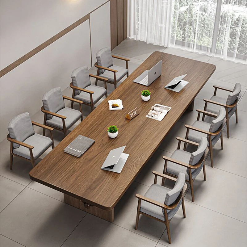 Long  gold sandalwood conference table modern simple long table log office reception table workbench desk