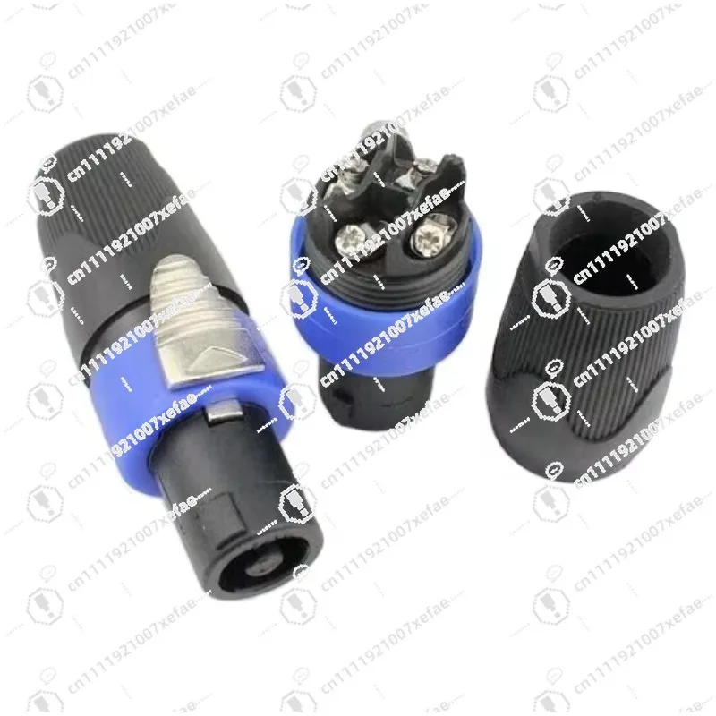 Plug with Twist Lock Audio Connector 4 Pin Bar Male Speaker Connector Nickel Plated Blue/Black