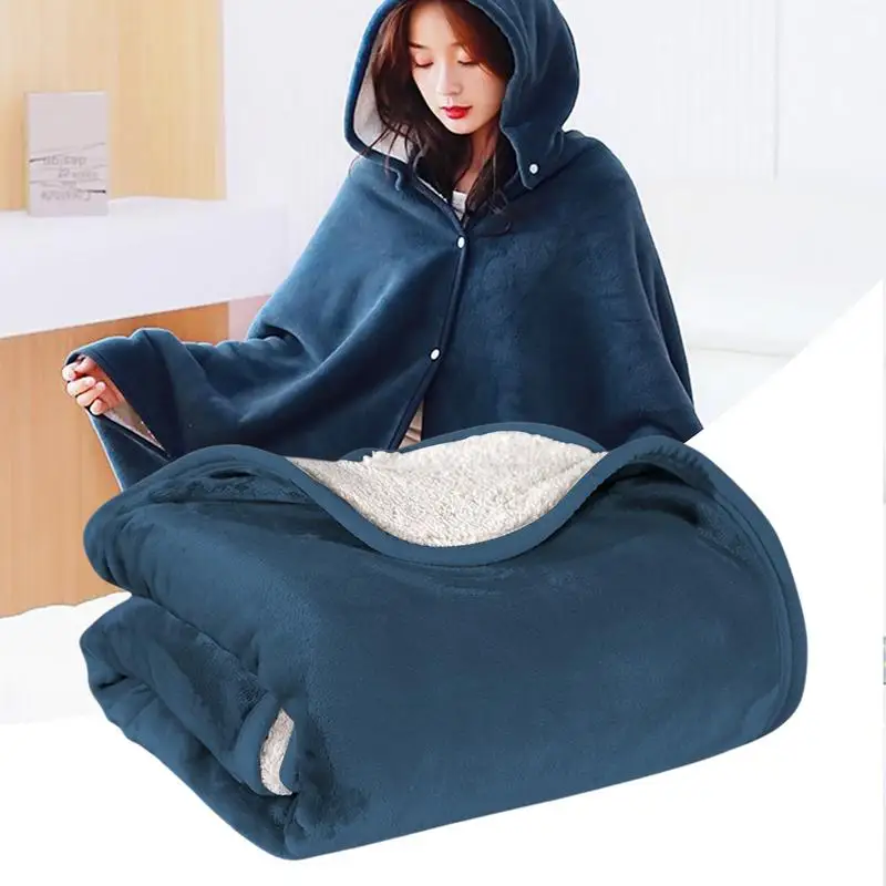 

Blanket Poncho Hooded Afternoon Nap Blanket Women Throw Blankets Lightweight Adults Snuggy Blanket Wearable Poncho Blanket For