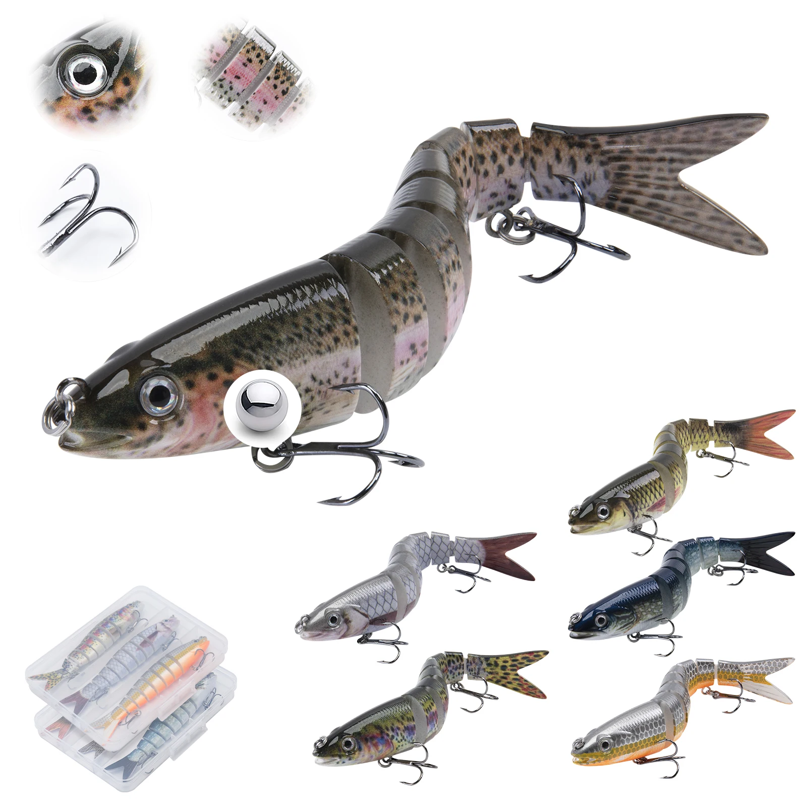 Fishing Hook Treble - Goture 3/5pcs Swimbait 13.5cm/19.5g Multi Joint