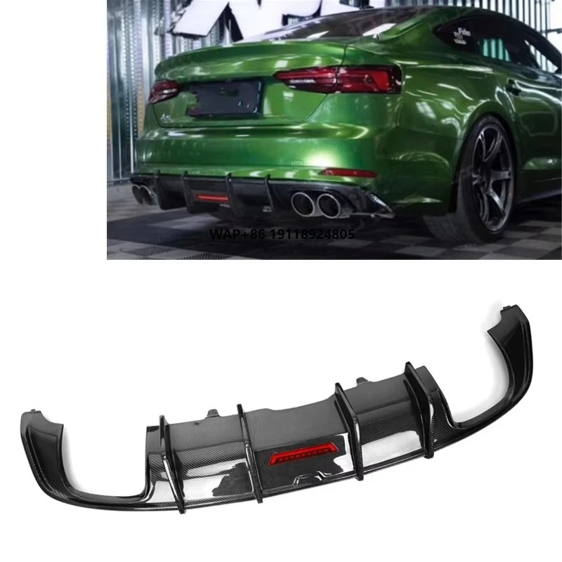 

Style Carbon Fiber Car Bumpers Double Side Double Exit for A5 B9 S5 Sports 2017 2018 2019 A5 S5 Rear Bumper Diffusercust