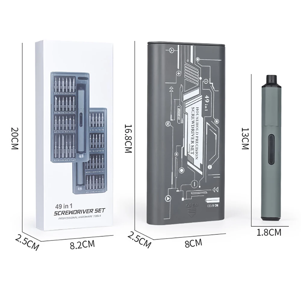 

49 in 1 Cordless Electric Screwdriver Type-C Rechargeable Precision Screw Driver Set Bits Repair Tool for Phone Laptop Glasses