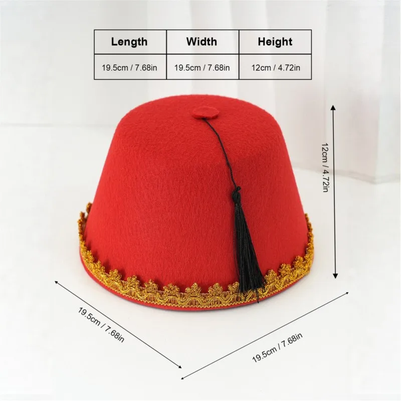 Ethnic style men's and women's felt Turkish hats with golden tassels woven exotic daily