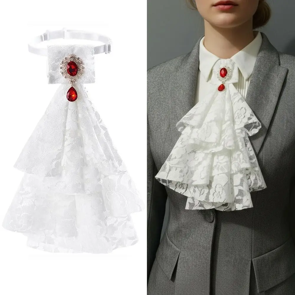 Accesorios para Mujer, Cuello Jabot de Encaje Estilo Vintage, Corbata Jabot con Volantes Desmontable, Accesorio para el Cuello para Eventos Temáticos Vintage