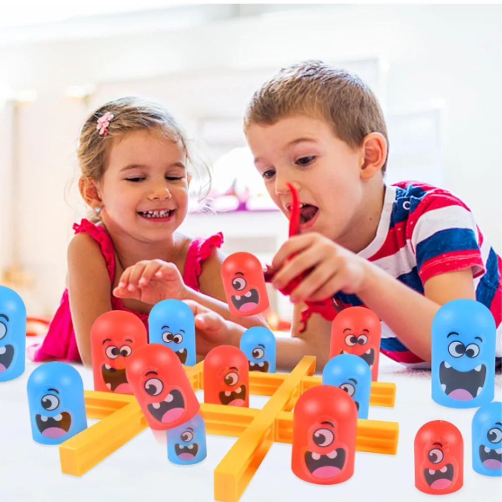 لعبة لوحة Tic-Tac-Toe - لعبة لوحة Gobblet باللون الأزرق والبرتقالي المفاجئة - لعبة اللوحة التفاعلية بين الوالدين والطفل (أكل كبير صغير) للغات