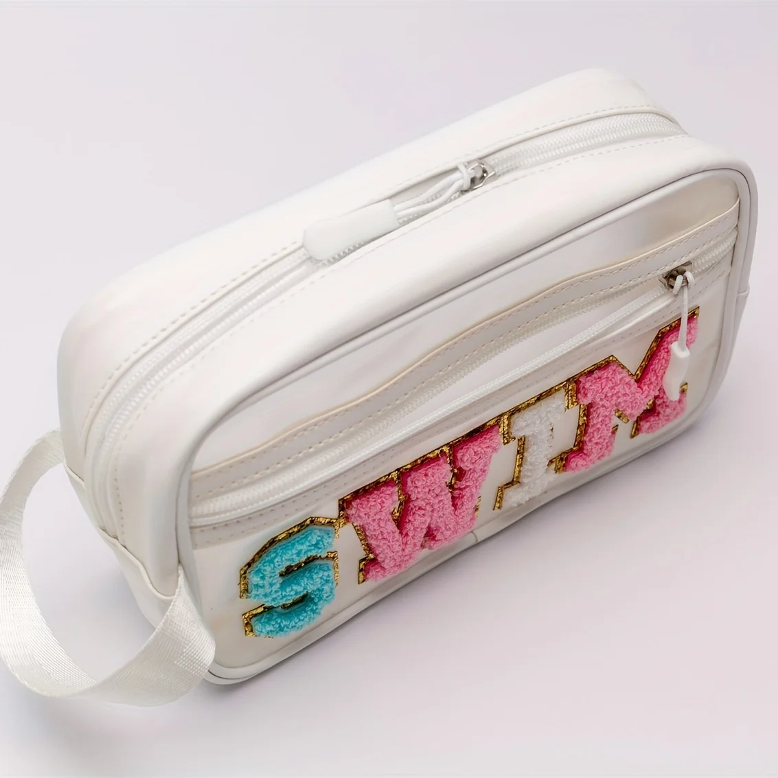 Stylish Letter Patched Cosmetic Bag, Zipper Versatile Makeup Pouch, Lightweight Cluth  Bag