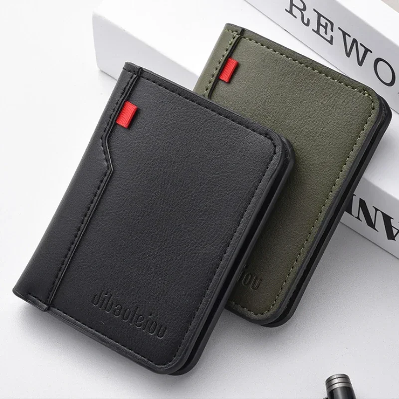 1Pc New Ultra-thin Mini Soft PU Leather Credit Card Wallet Holder Short Vertical High Quality Men's Small Short Wallets Purse