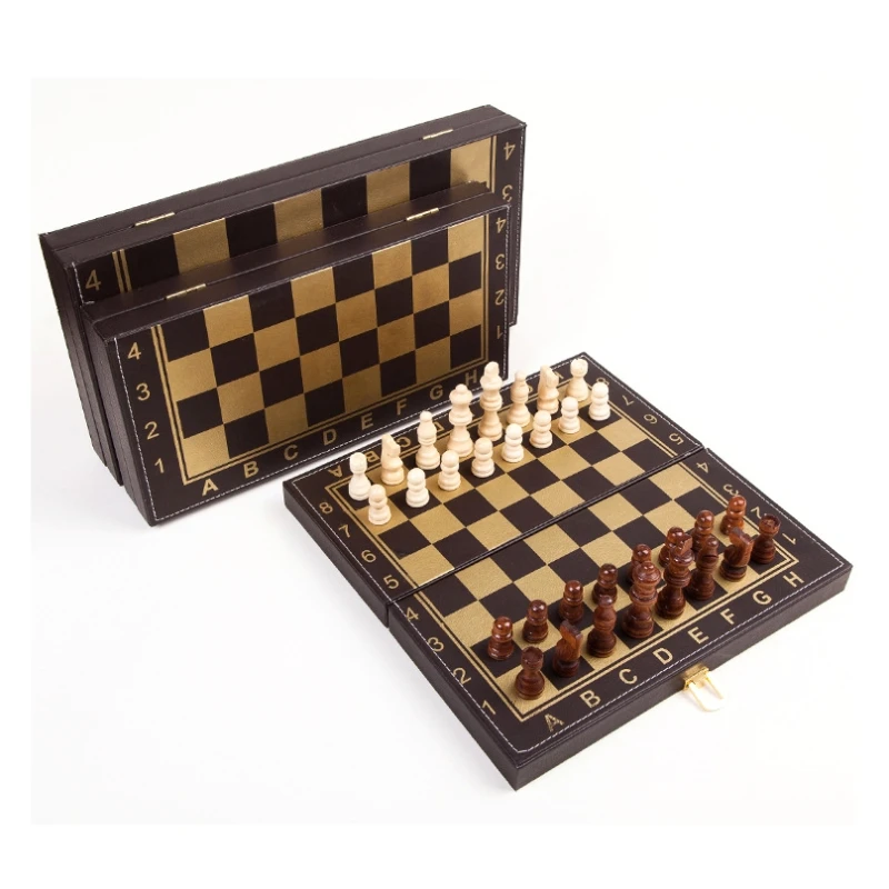 Free Shipping 40x40cm Backgammon International Chess 3 in 1 Games Chess Set Board Travel Draughts Other Game Accessories