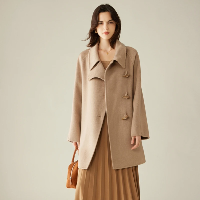 Ladies' 100% Cashmere Thick Double-Sided Long jacket, Classic and Multifunctional, Fashionable And Suitable For Business