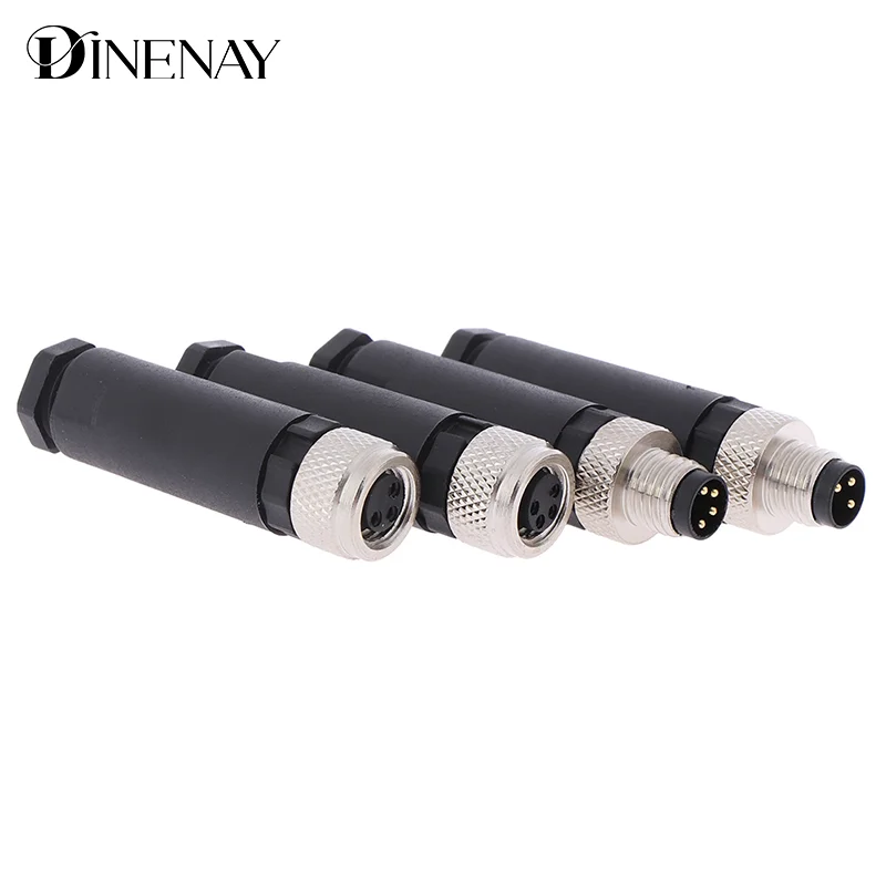 1Pc M8 Sensor Connector 3/4 Pin Male/Female Straight Angle Plug