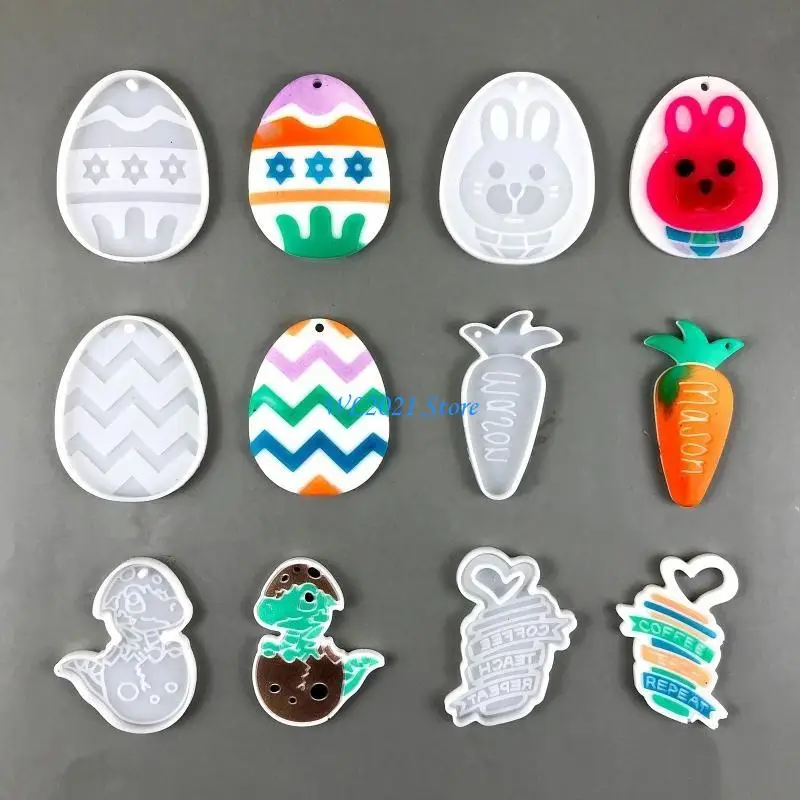 G5GC قالب سيليكون قالب سلسلة المفاتيح عيد الفصح مع ثقب كيرينغ قلادة DIY بها بنفسك الحرفية #4