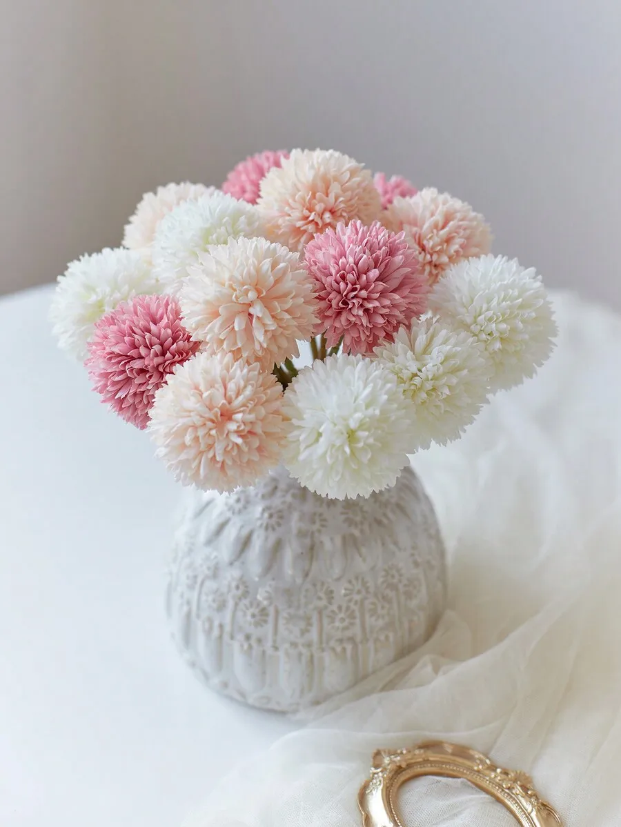 

8/16pcs Artificial Chrysanthemum, Dandelion, Hydrangea Flower Bouquet, Suitable As Gift For Friends, Brides, Wedding Decoration