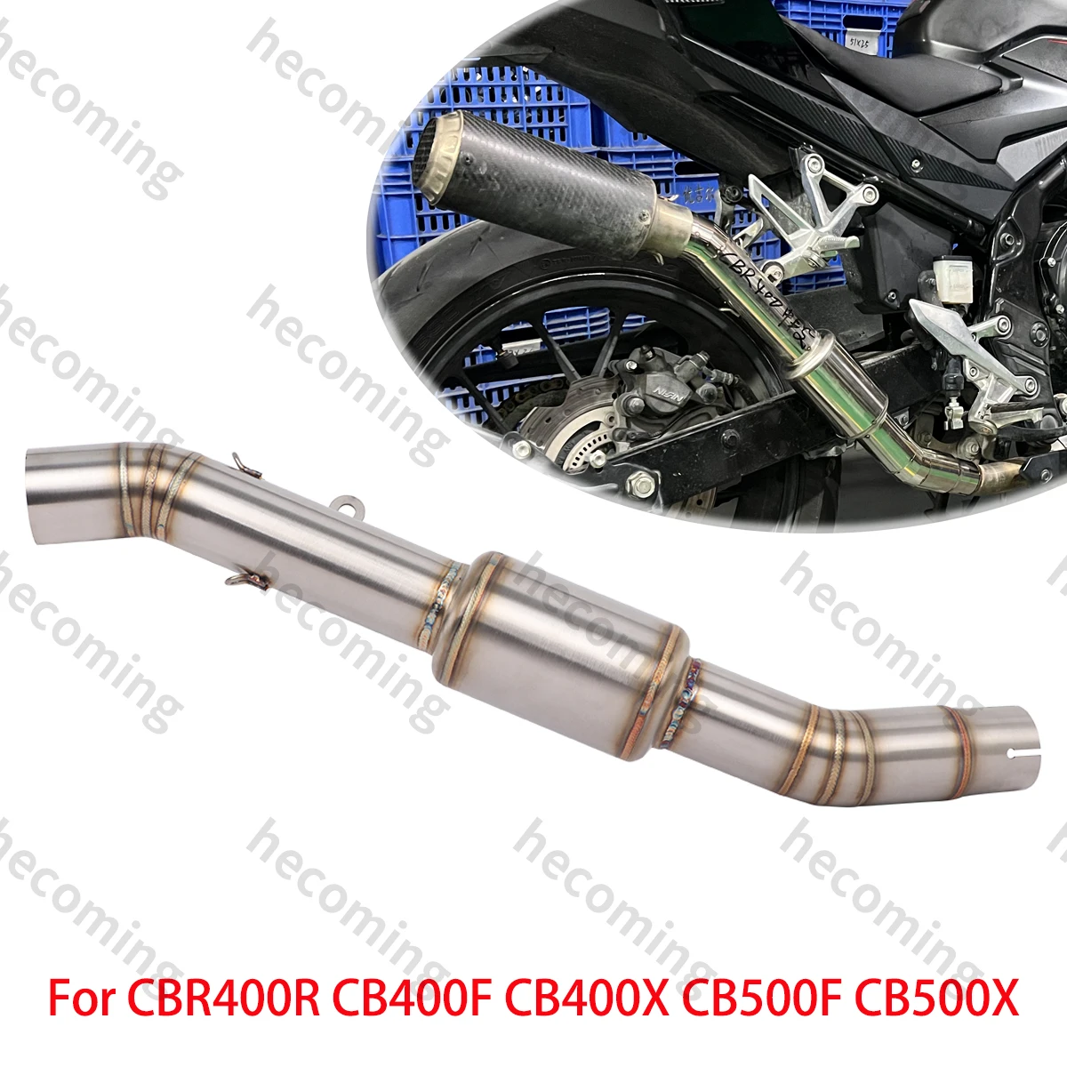 Slip On Exhaust Mid Link Pipe For Honda CBR400R CB400F CB400X CB500F CB500X Motorcycle Exhaust Escape Middle Pipe