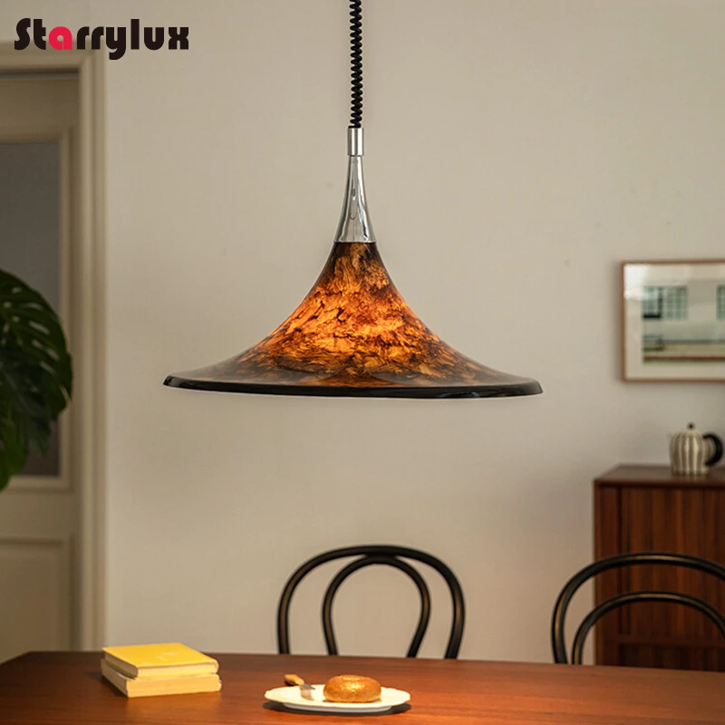 

Vintage Adjustable Pendant Light Retro Hand-painted Dining Chandelier for Kitchen Island Cafe Study