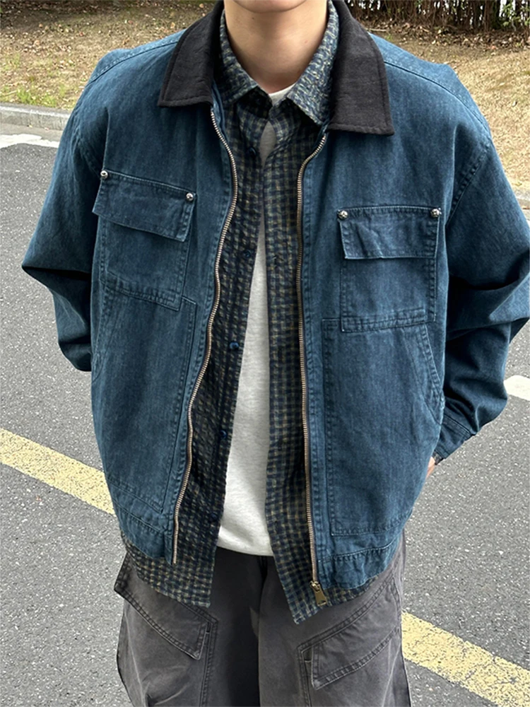 

Мужская джинсовая куртка Barn Sle, винтажная парусиновая одежда в американском стиле ретро Detroit, джинсовая куртка свободного покроя, повседневная длинная молния све