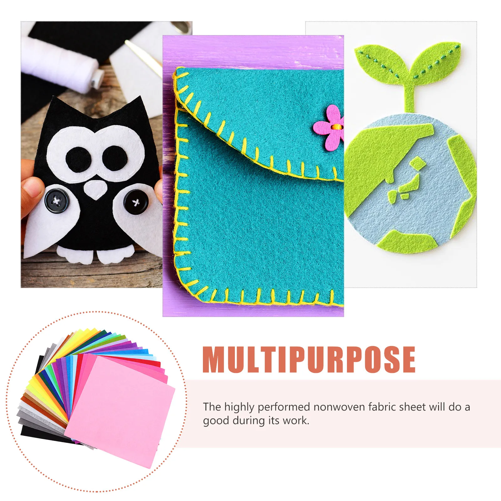 28Pcs Multicolor Nonwoven Fabric Sheet Premium DIY Craft Material 30x30cm Easy Cut Fold Sew Staple Art Project Supplies view 3