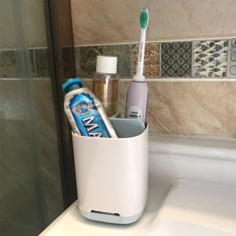 1pc Bathroom Toilet Toothpaste Holder Electric Toothbrush Stand Bathroom Storage Shelf Soap Cleaning Brush Storage Box Organizer