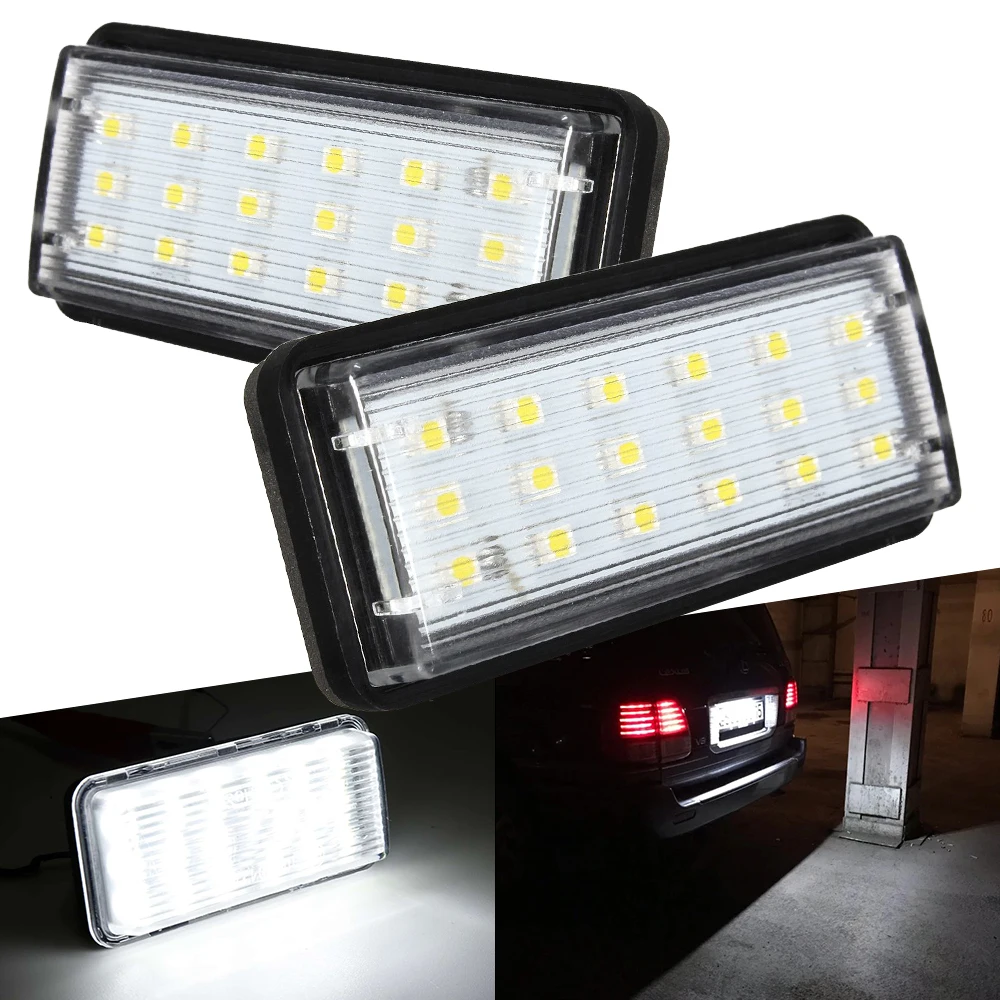 2Pcs 12V Error Free Led License Plate Light Lamp White for Toyota Land Cruiser 100 Prado Reiz 4D Mark X Lexus LX470 LX570 GX470