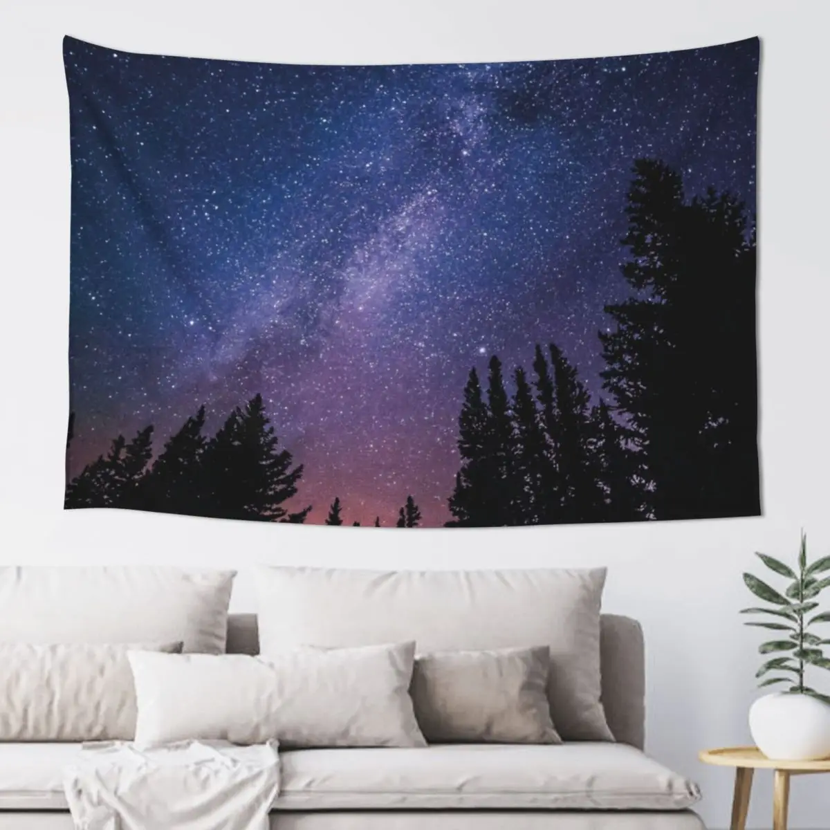 

Galaxy Poster - Purple, Pink, Blue, Trees, Dark shadows Tapestry Room Aesthetic Decor Room Decor Korean Style Tapestry